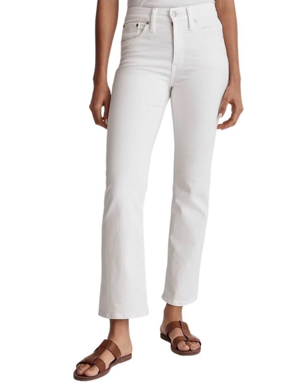 Madewell Mid-Rise Kick Out Crop Jean in Pure White